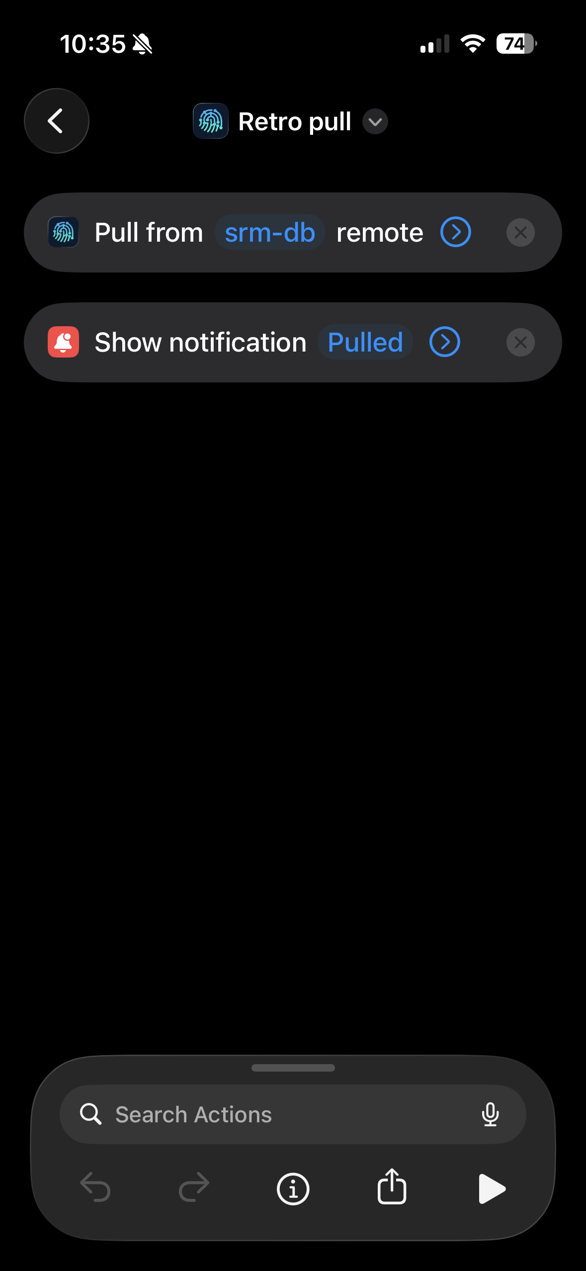Working Copy pull shortcut configuration